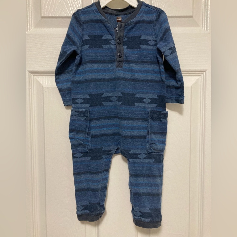 *Tea Collection Blue Southwest Print Long Sleeve Footless 1pc Sz 9-12M Romper #X